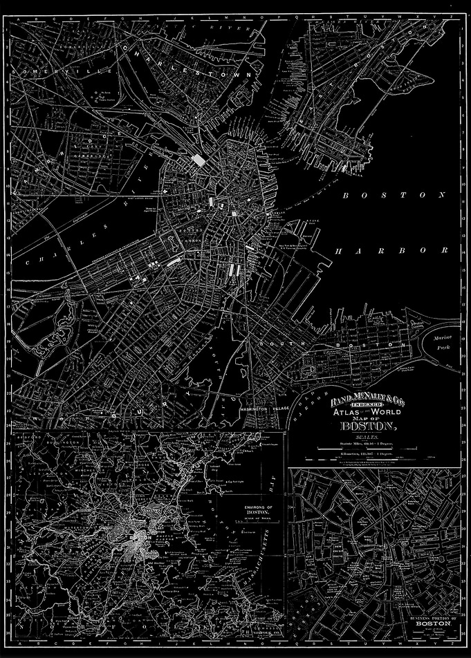 Boston black vintage map