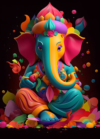 Ganesha god of art paper