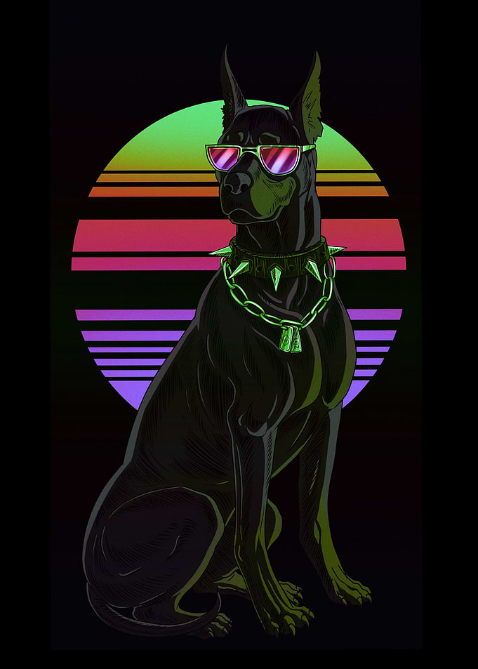 Retro Dog Wearing Glasses