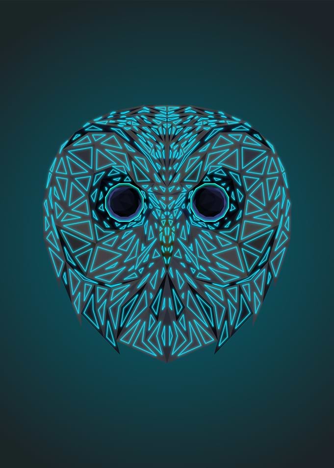 Owl Lowpoly Neon