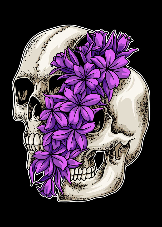 Floral Skull Illustration