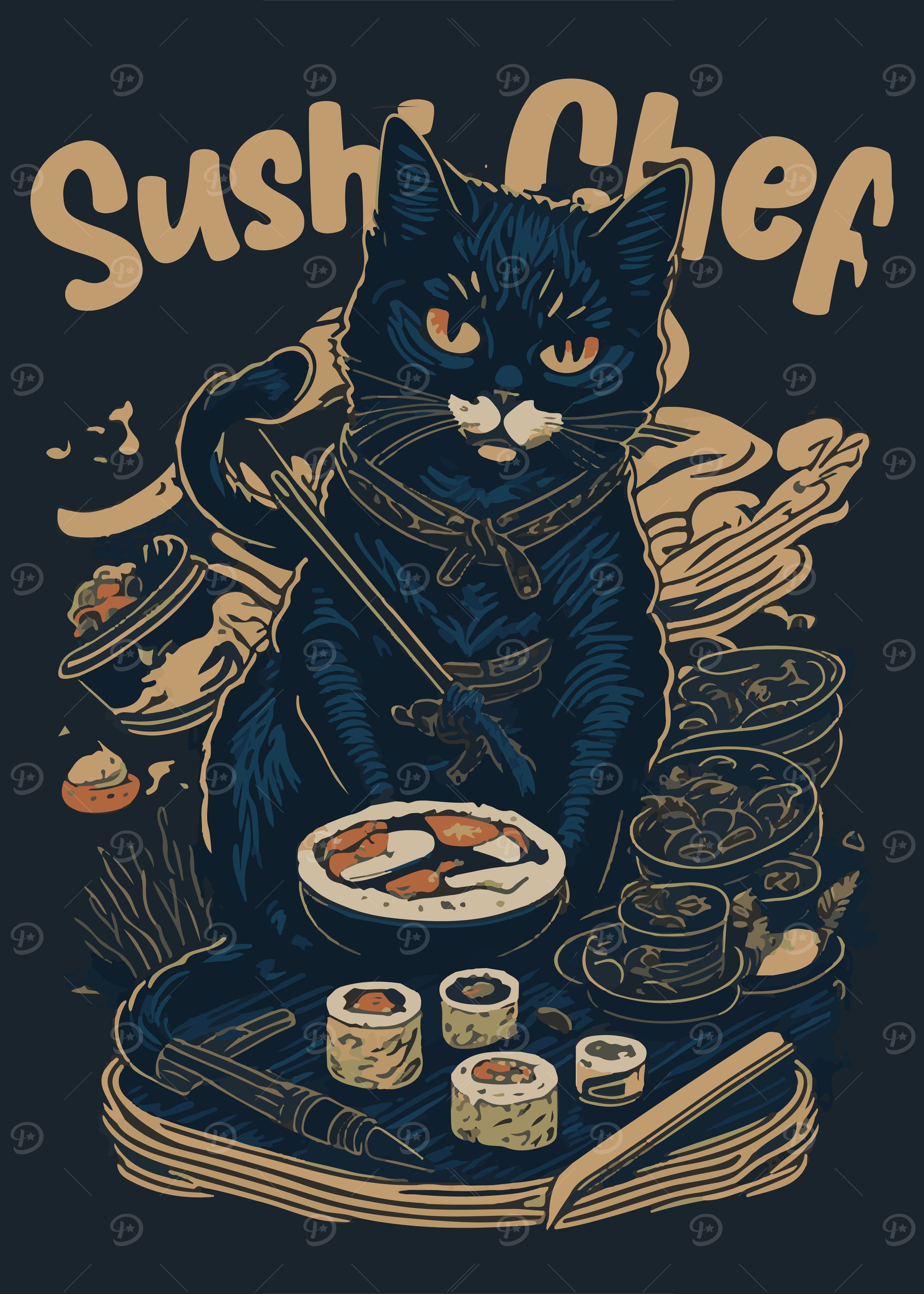 Cat Japanese Sushi Chef