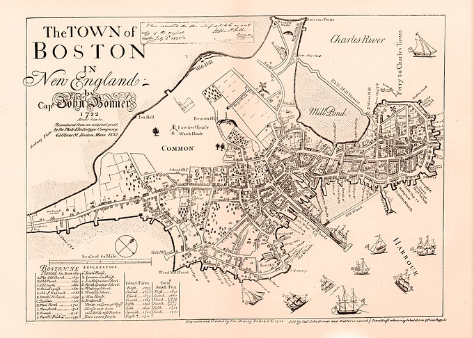 Boston brown vintage map