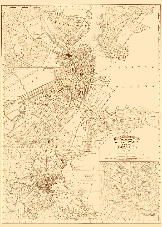 Boston yellow vintage map