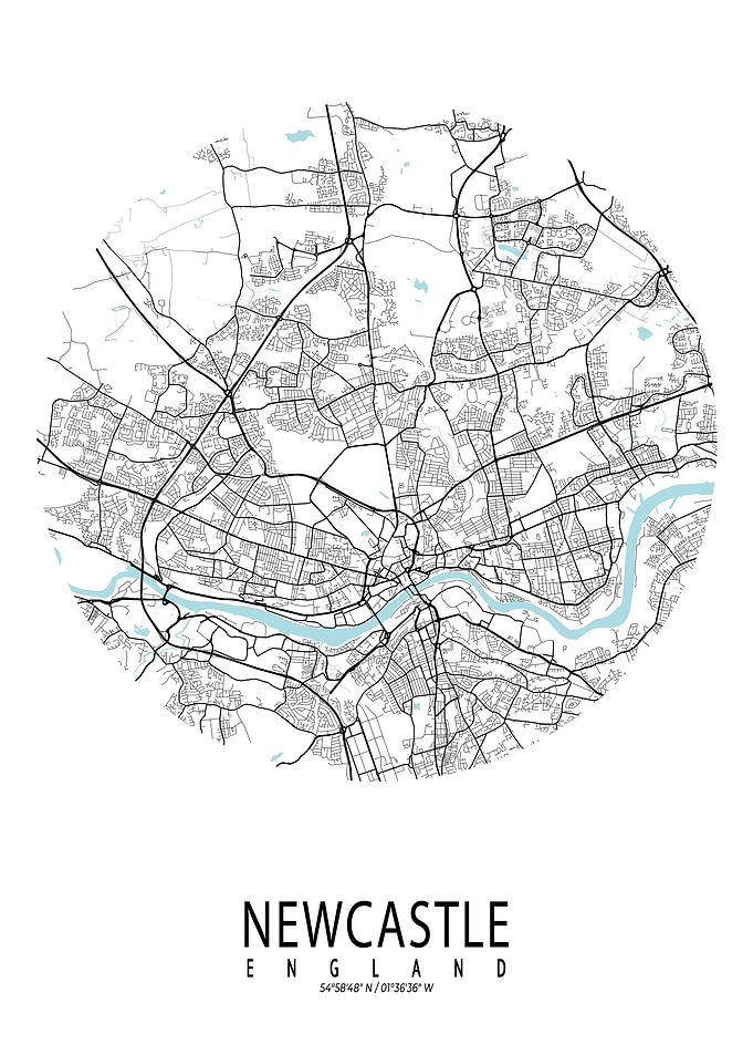 Newcastle City Map Circle