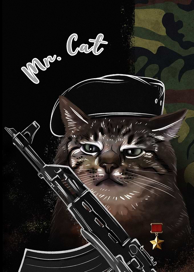 Cute Cat With his Gun