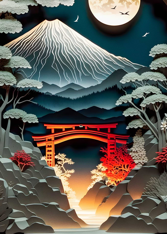 Abstract Japanese kirigami