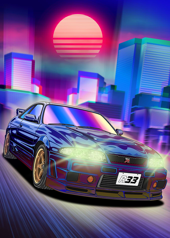 Nissan GTR R33 Synthwave