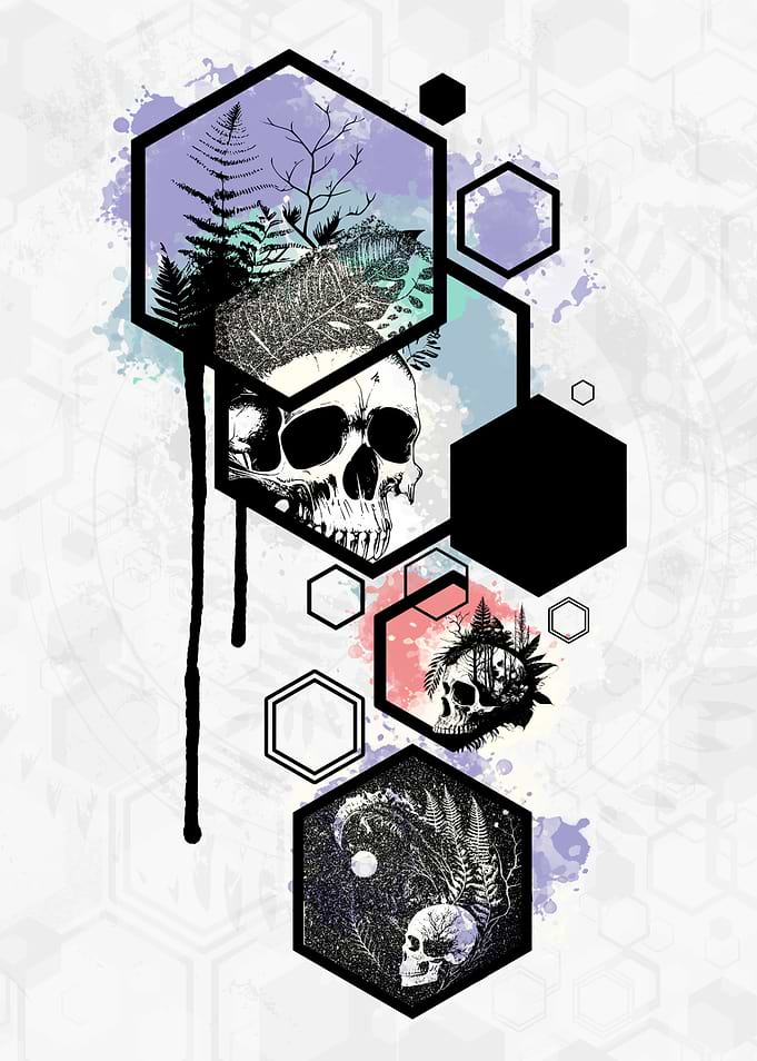Skulls and hexagons