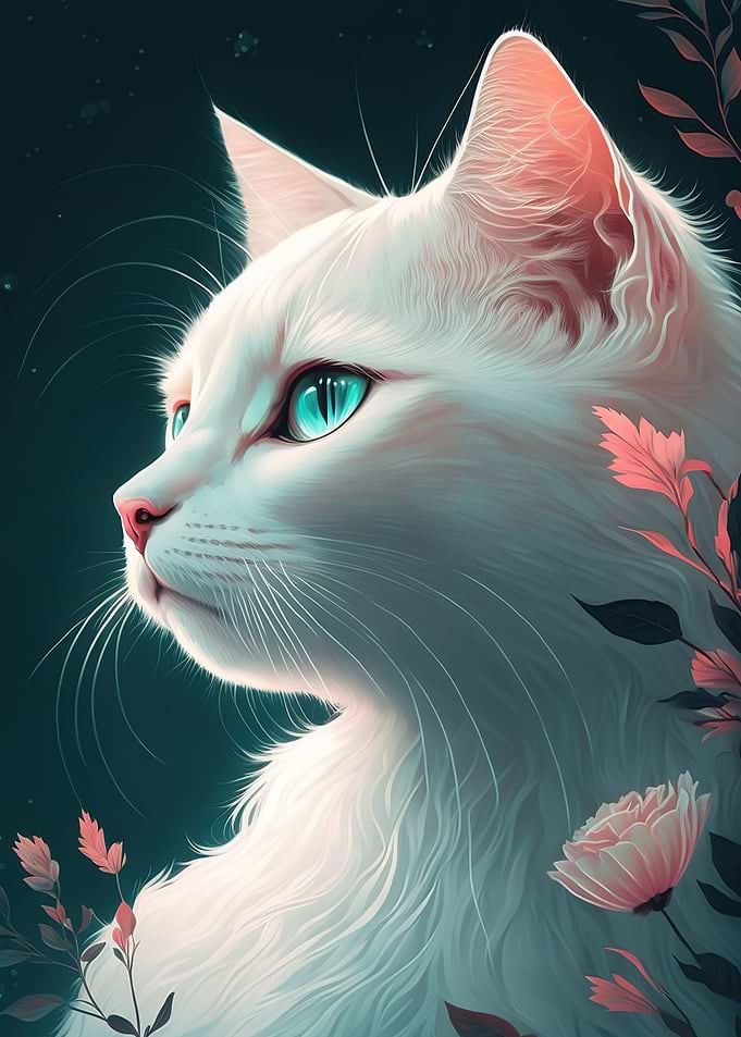 cat and flowers