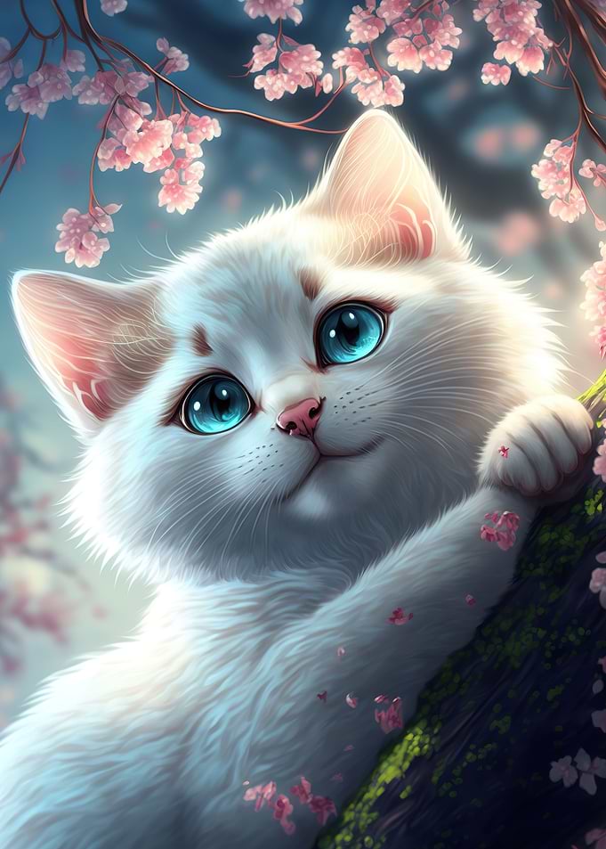 cat and flowers