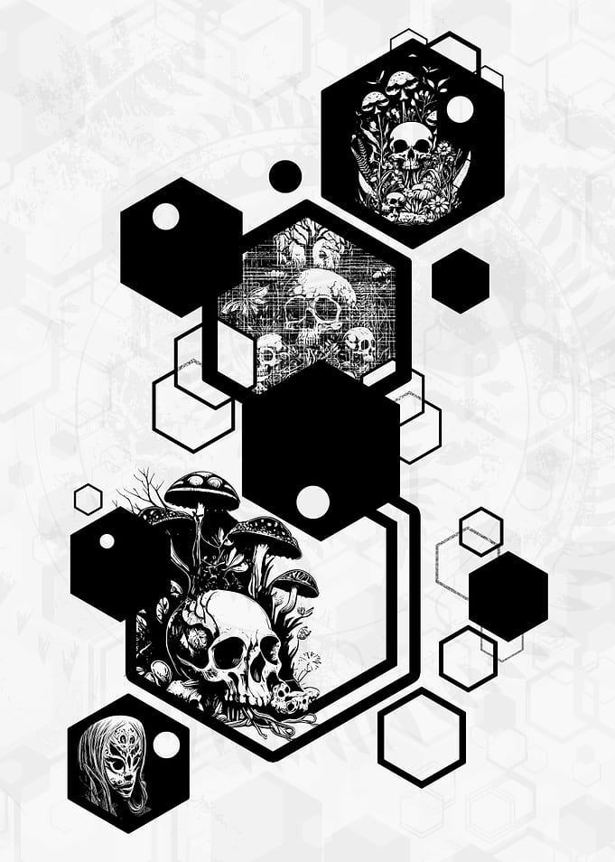 Skulls and hexagons