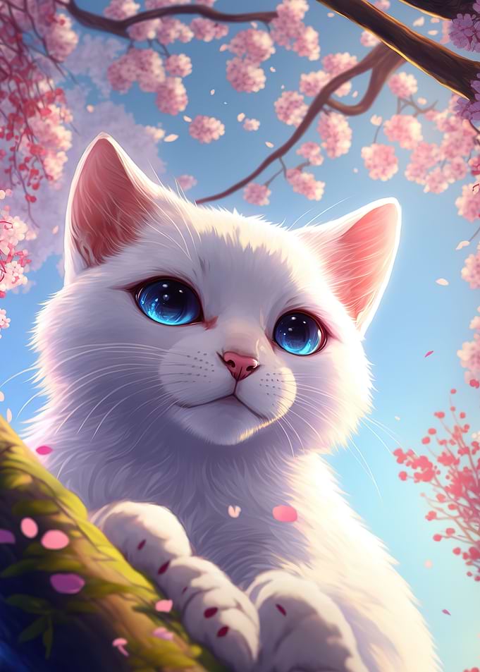 cat and flowers