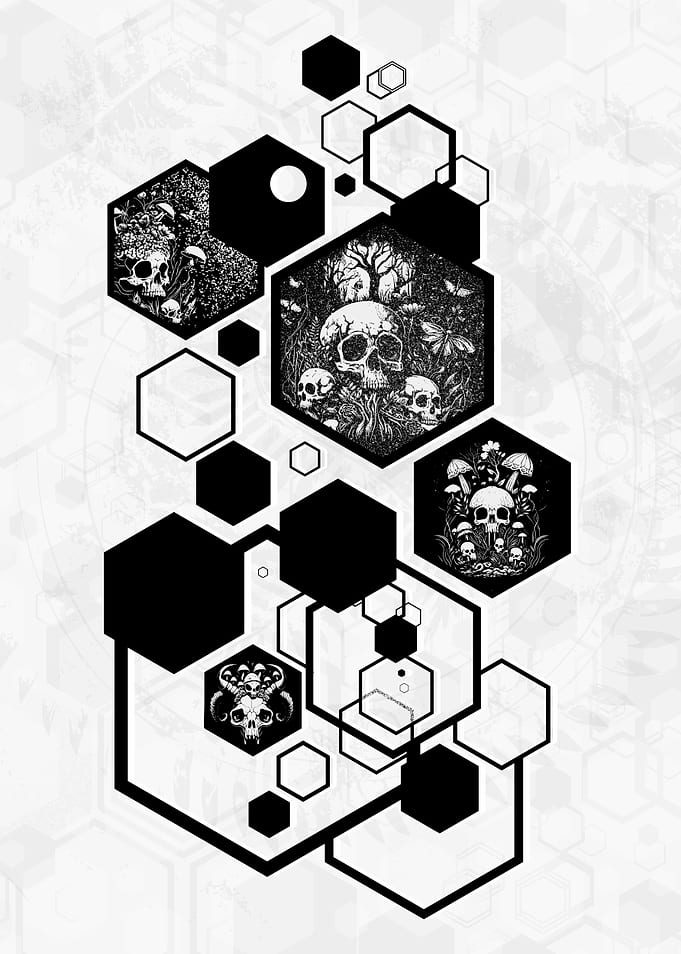 Skulls and hexagons