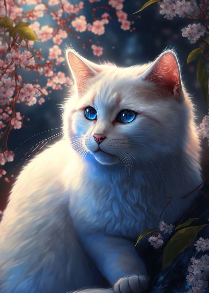 cat and flowers