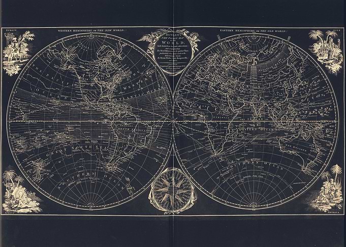 Globe golden world map