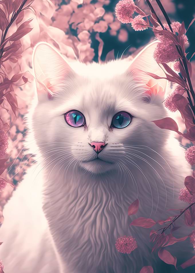 cat and flowers