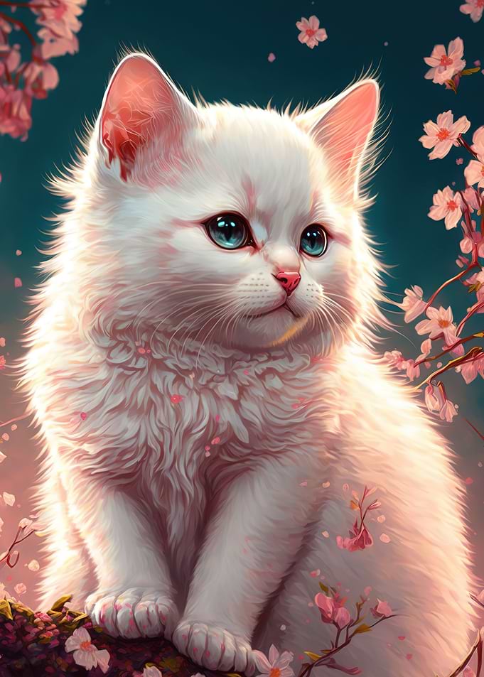 cat and flowers