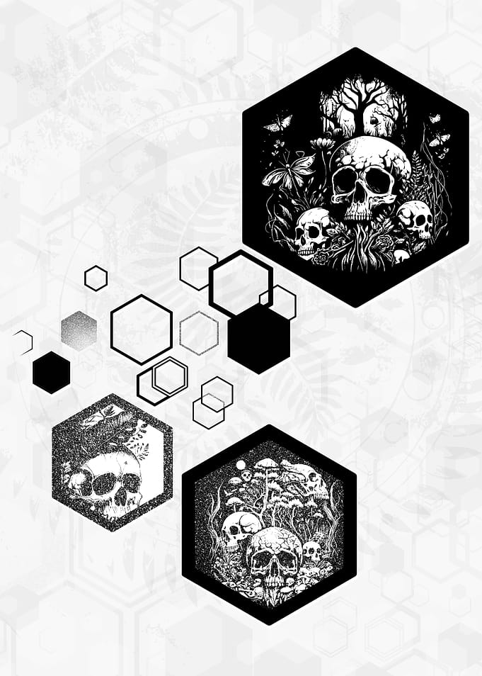 Skulls and hexagons