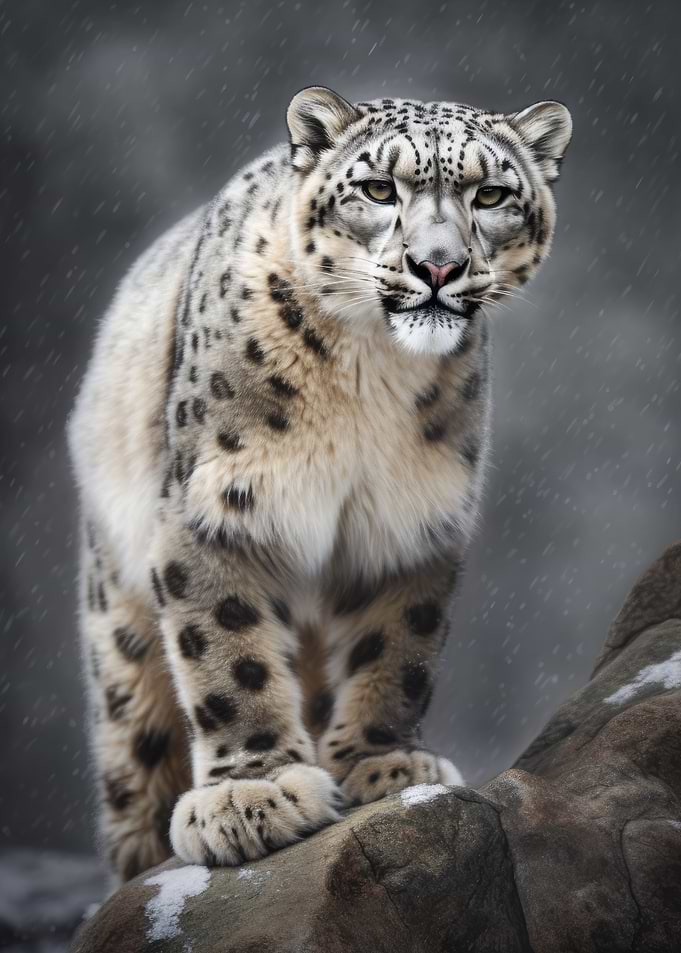 Snow Leopard Roaming Free