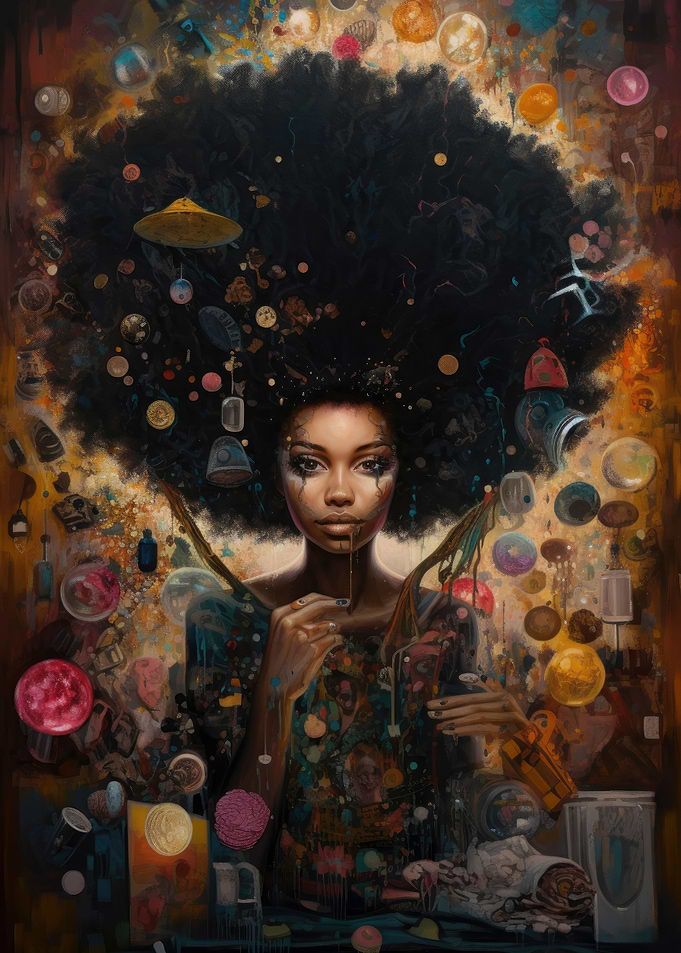 Woman with afro hairstyle