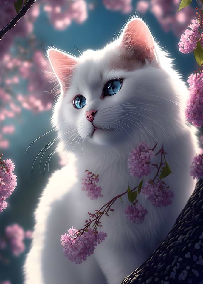 cat and flowers