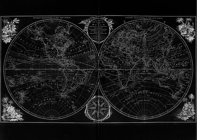 Globe world map black
