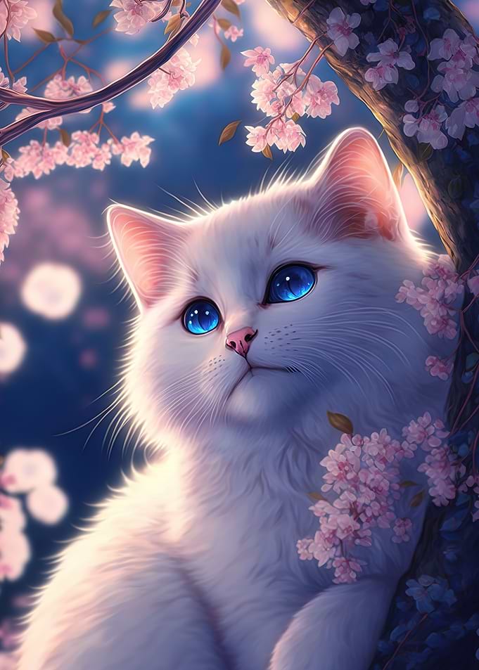 cat and flowers