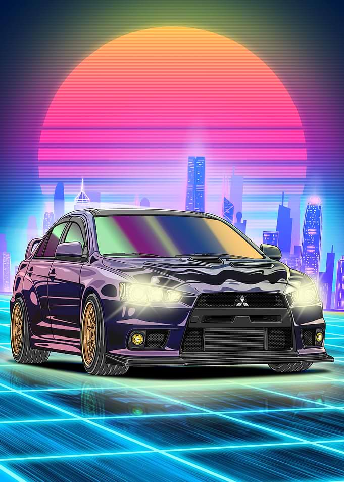 Neon Sunset Lancer Evo 10
