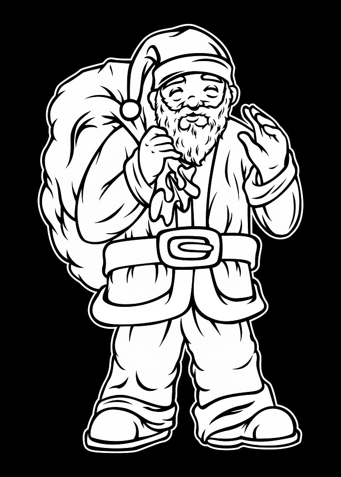 Santa Black and White 04