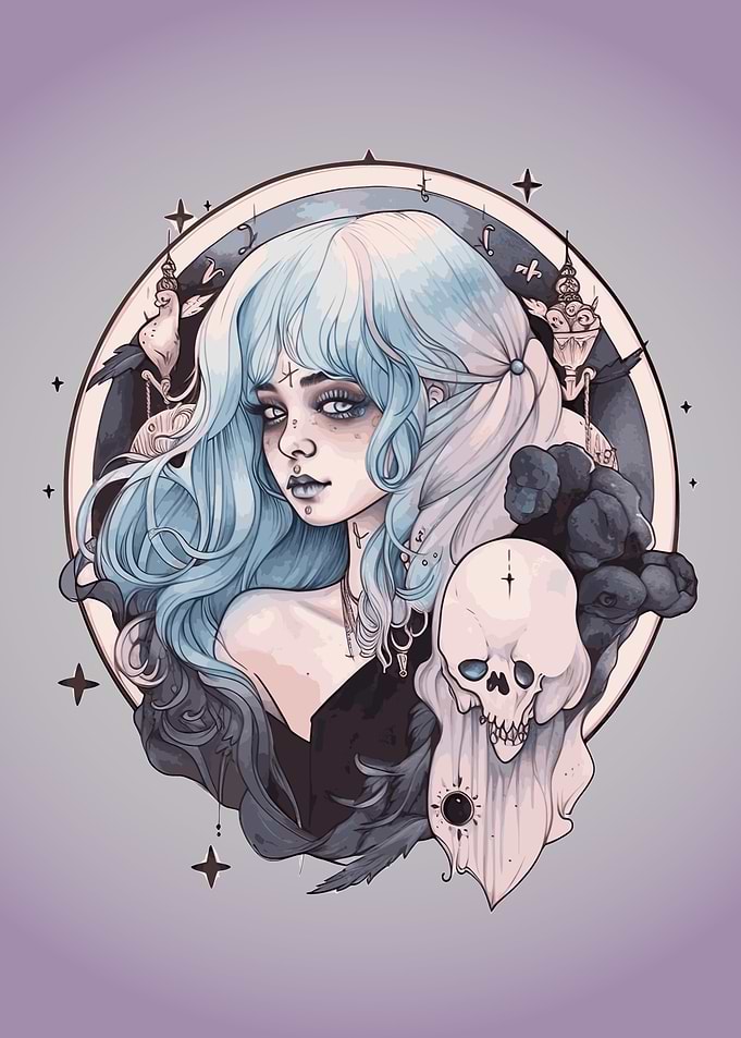 Pastel Goth Witch Girl