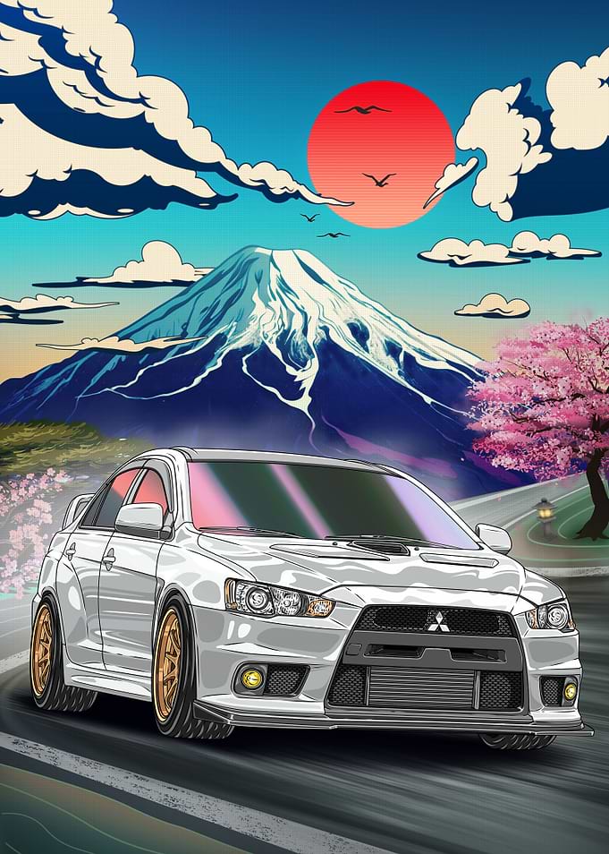 JDM White Lancer Evo X