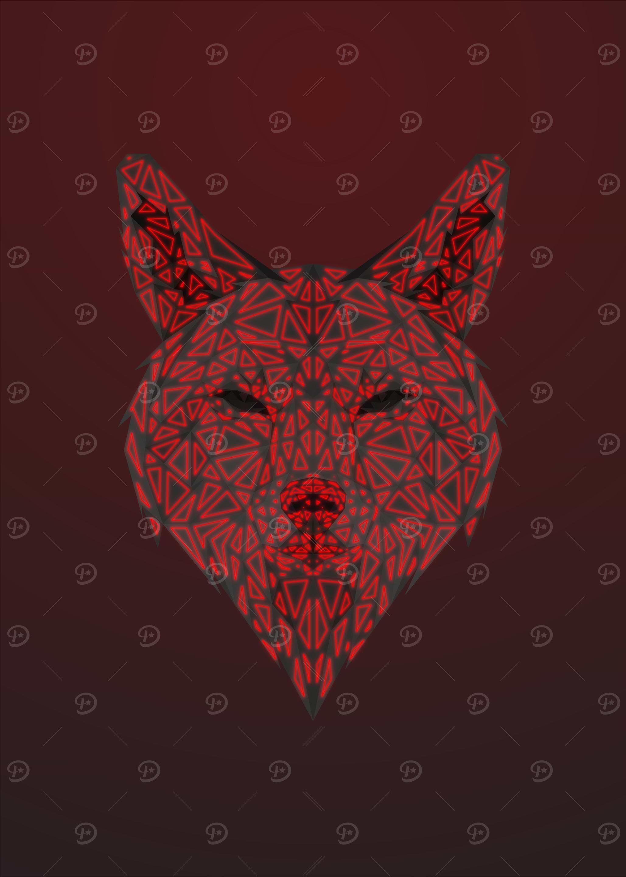 Wolf Low Poly Neon