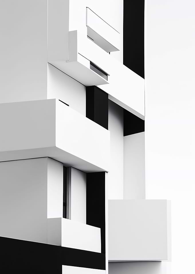 White and black building