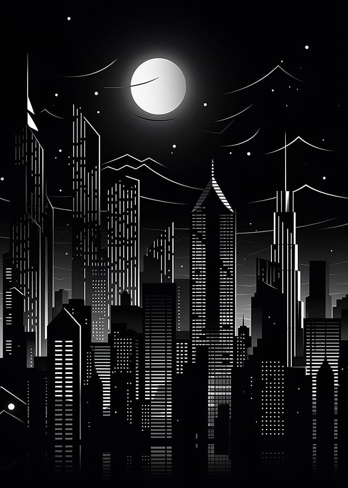 Monochrome City Skyline