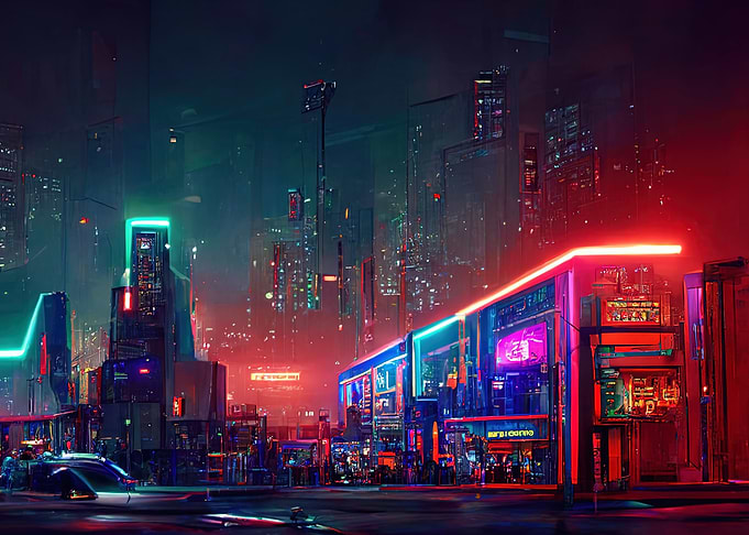 Cyberpunk neon city