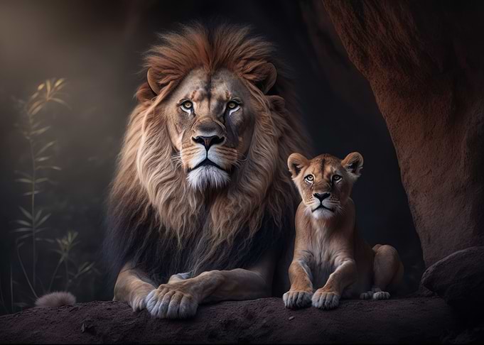 Lion with cub