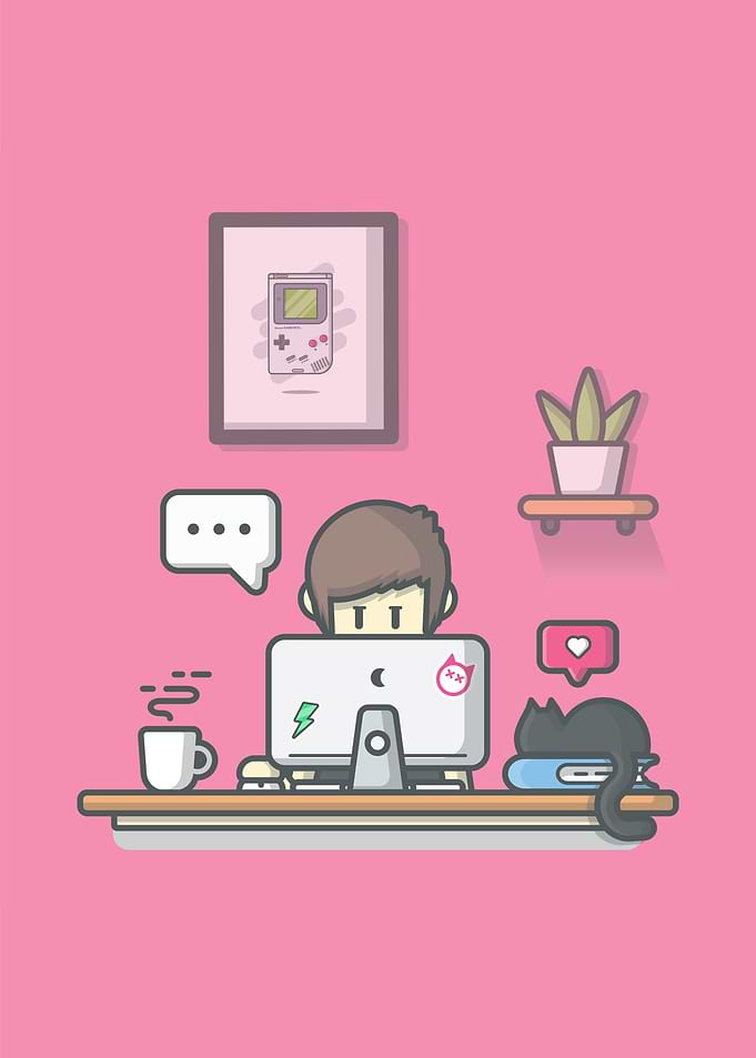 Male Working On Laptop