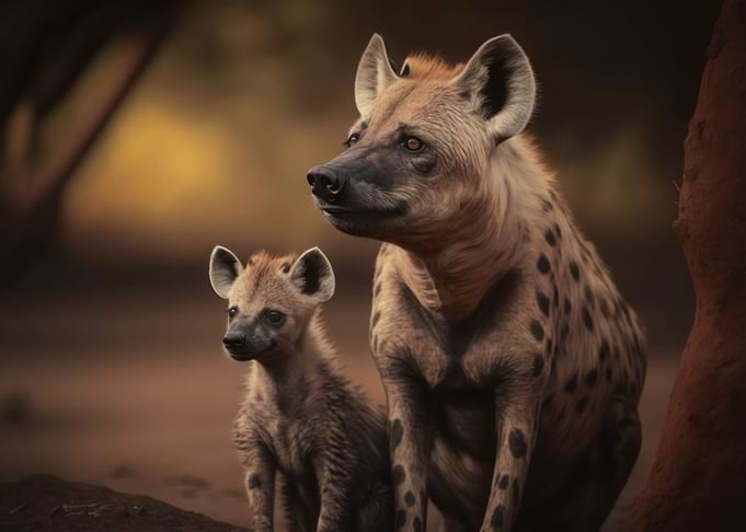 Hyena with cub