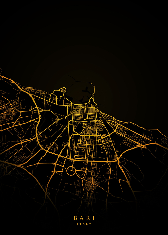 Bari City Map Gold