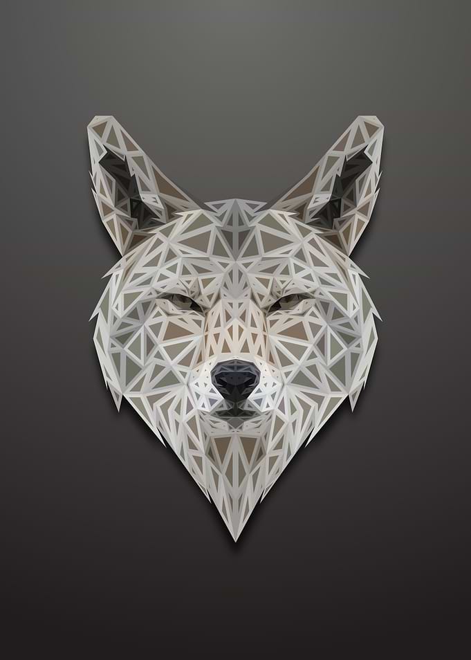 Wolf Low Poly Engraved