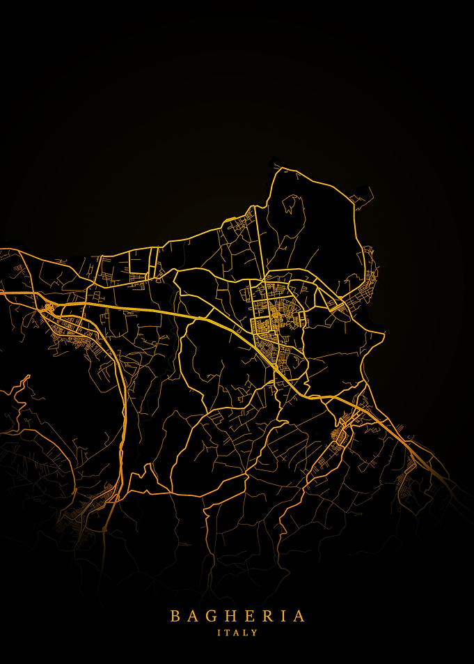 Bagheria City Map Gold