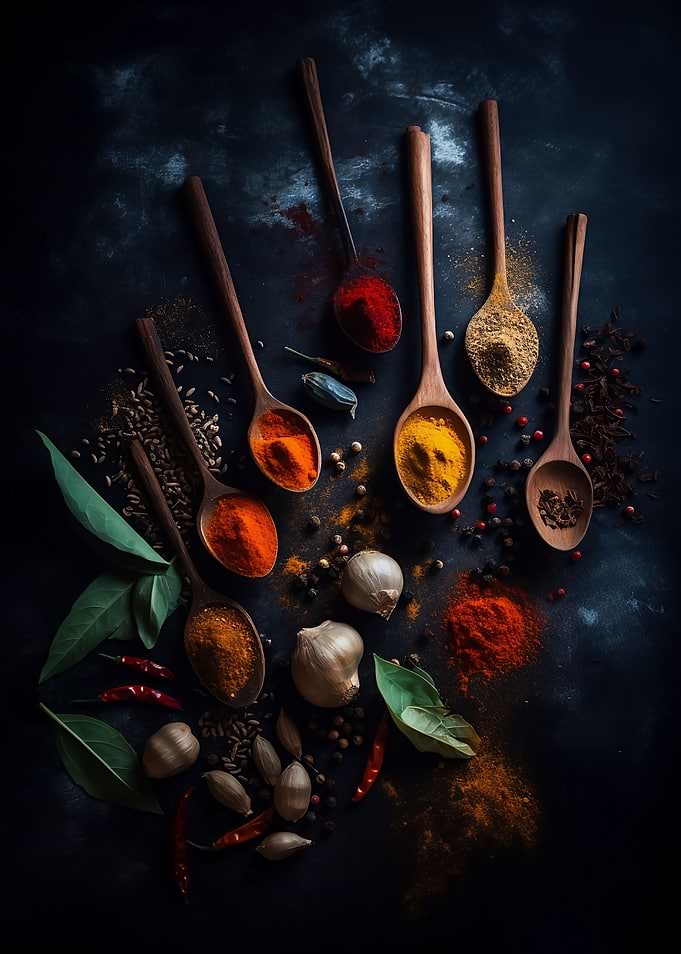 Colorful Spices and Spoons