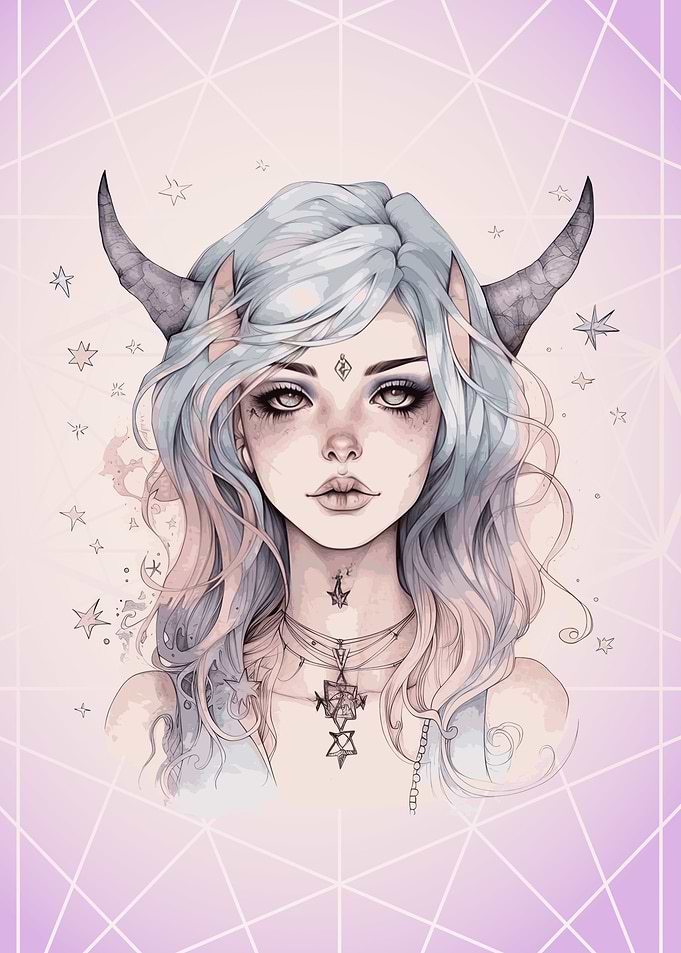 Watercolor Pastel Demon