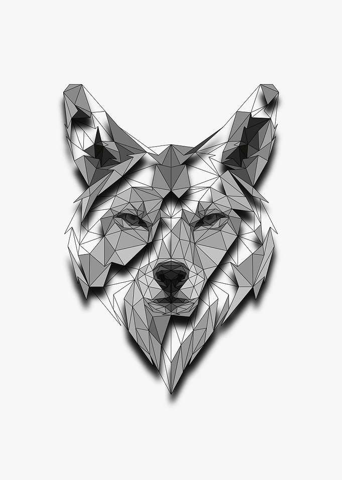 Wolf Low Poly Half Frame