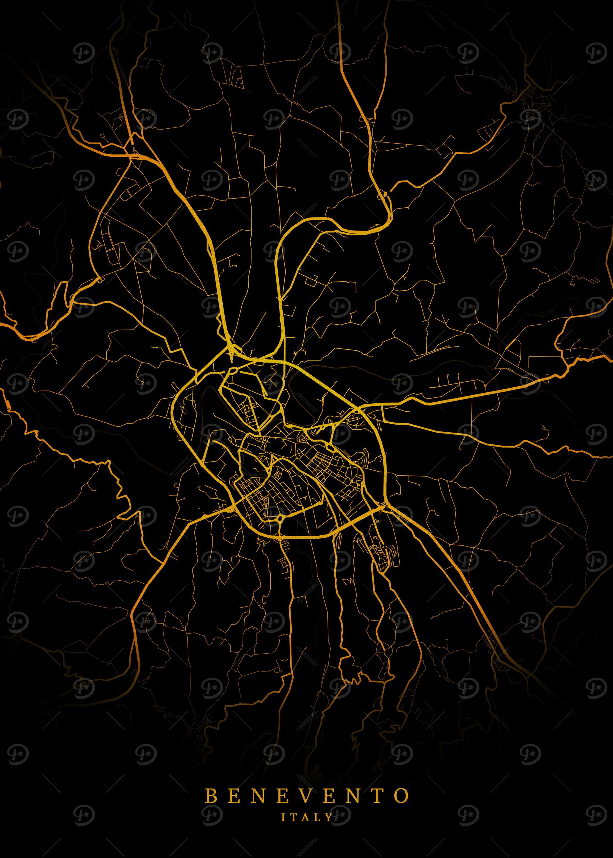 Benevento City Map Gold