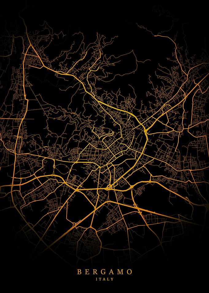 Bergamo City Map Gold