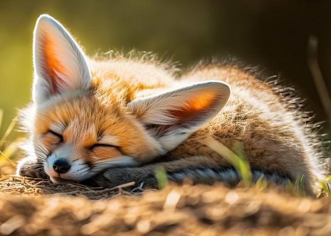 Cute sleeping sand fox
