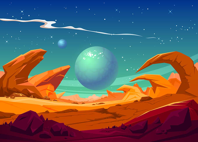 Planet with blue sky
