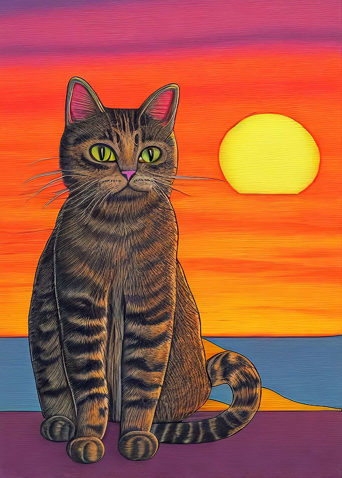Cat Animal by Sunset